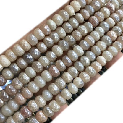 CRB03 Pink Aventurine Jade Beads Electroplated Faceted Rondelle 5x8mm 15" Strand