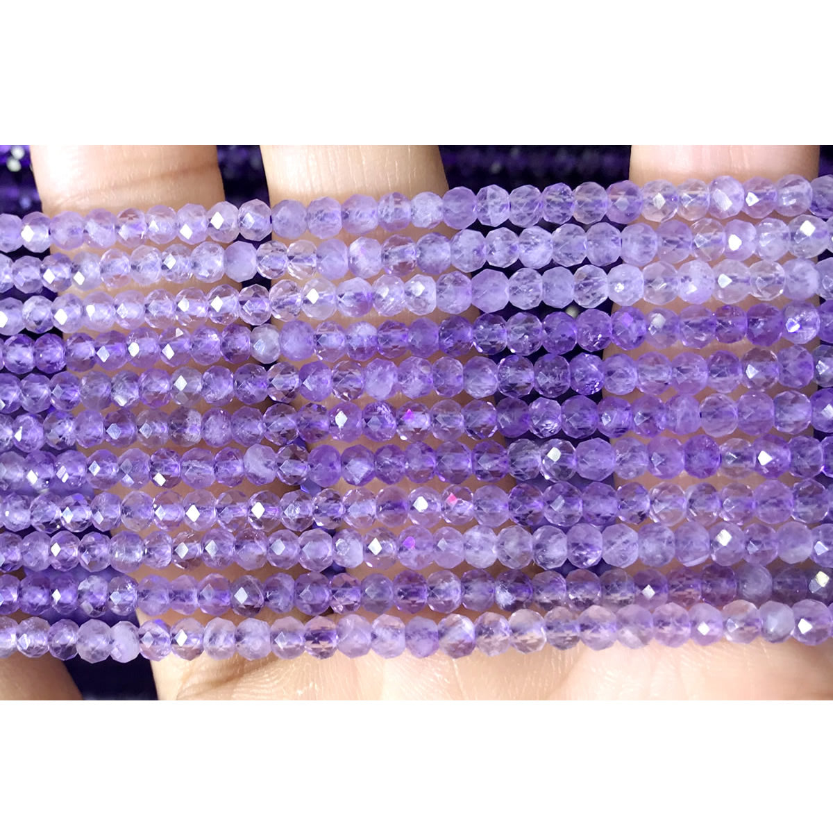 CRB03 Light Amethyst Beads Faceted Rondelle 2x3mm 15" Strand