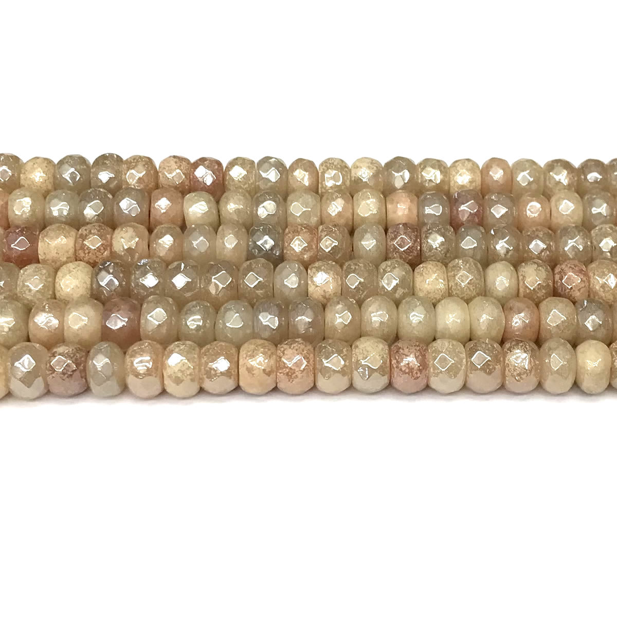 CRB03 Pink Aventurine Jade Beads Electroplated Faceted Rondelle 5x8mm 15" Strand