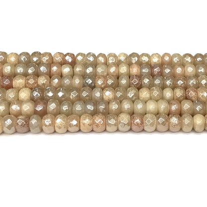 CRB03 Pink Aventurine Jade Beads Electroplated Faceted Rondelle 5x8mm 15" Strand