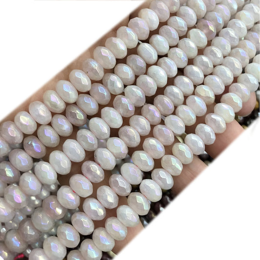 CRB04 Rose Quartz Beads Electroplated Faceted Rondelle 5x8mm 15" Strand