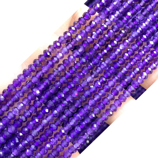 CRB04 Amethyst Gemstone Beads Faceted Rondelle 2x3mm 15" Strand