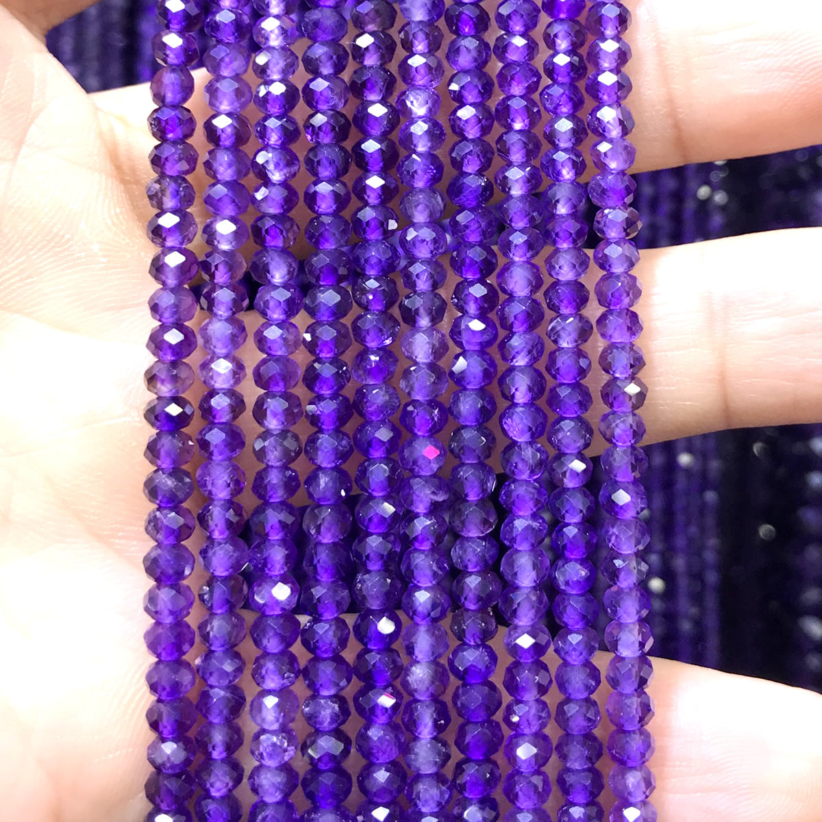 CRB04 Amethyst Gemstone Beads Faceted Rondelle 2x3mm 15" Strand