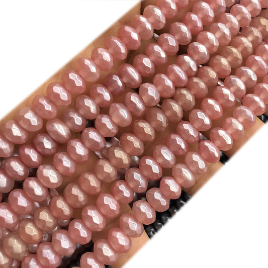 CRB05 Cherry Quartz Beads Electroplated Faceted Rondelle 5x8mm 15" Strand