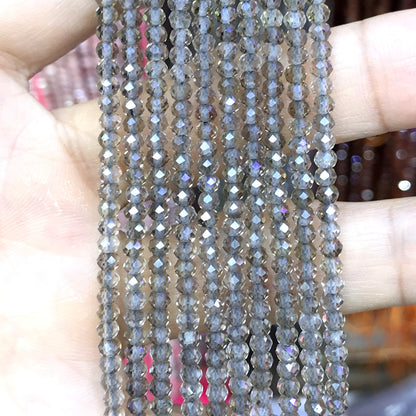 CRB06 Smoky Quartz Beads Faceted Rondelle 2x3mm 15" Strand