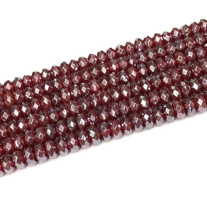 CRB07 Red Agate Beads Electroplated Faceted Rondelle 5x8mm 15" Strand