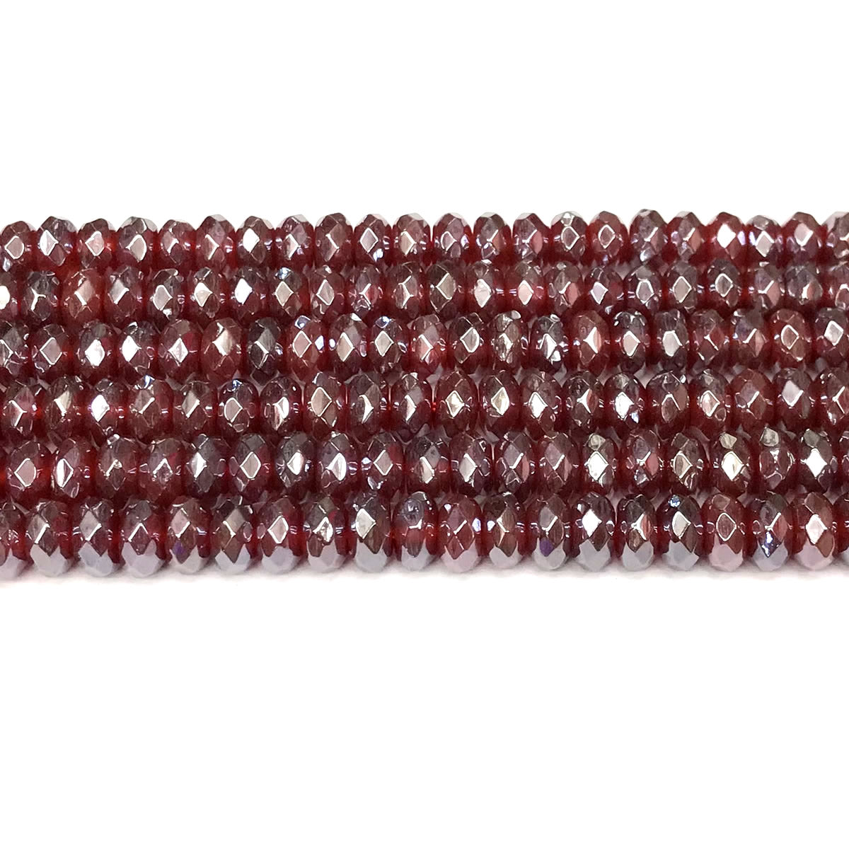 CRB07 Red Agate Beads Electroplated Faceted Rondelle 5x8mm 15" Strand