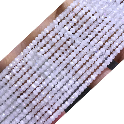 CRB08 White Moonstone Beads Faceted Rondelle 2x3mm 15" Strand