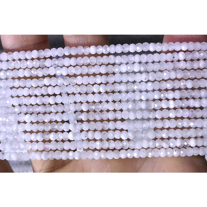 CRB08 White Moonstone Beads Faceted Rondelle 2x3mm 15" Strand