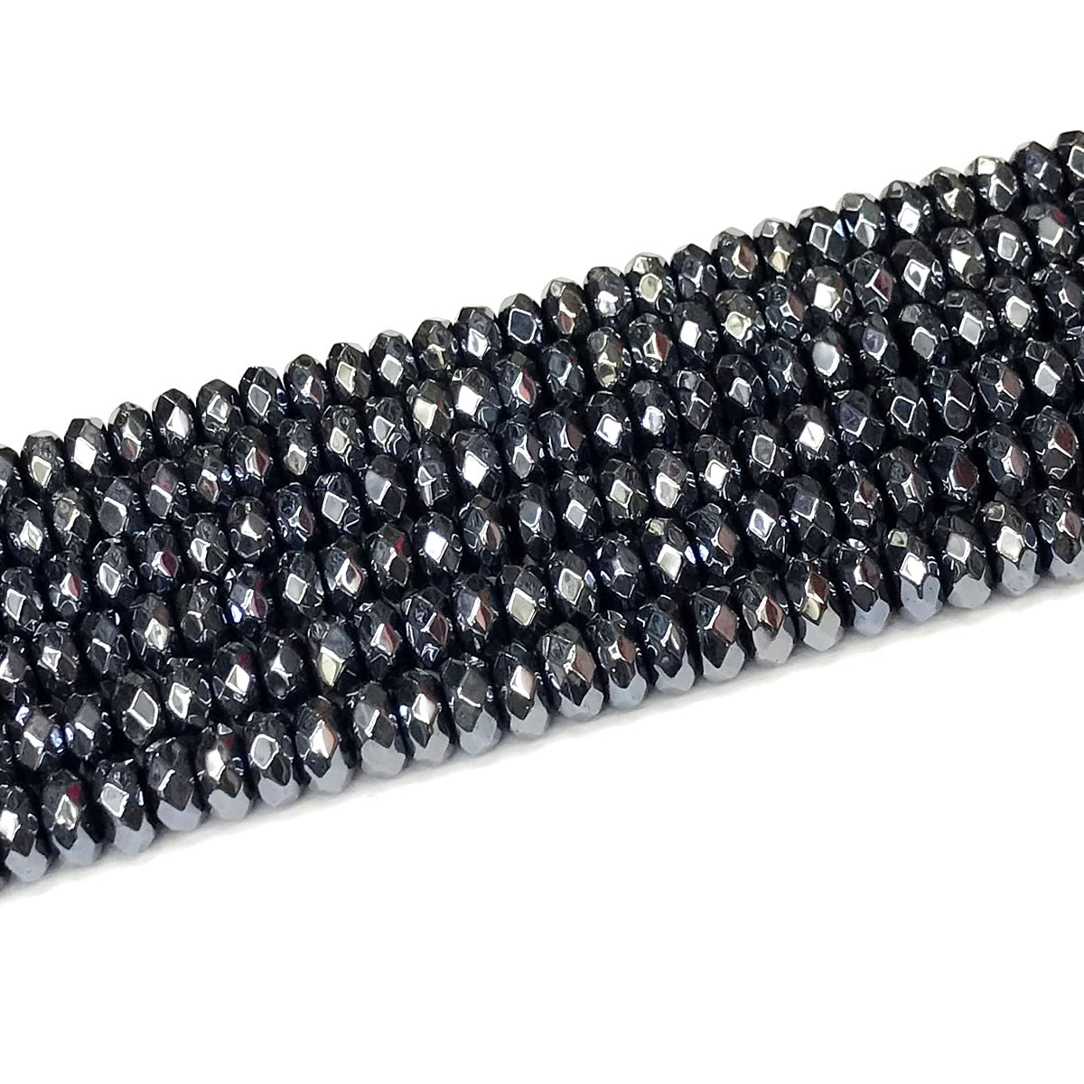 CRB08 Black Agate Beads Electroplated Faceted Rondelle 5x8mm 15" Strand