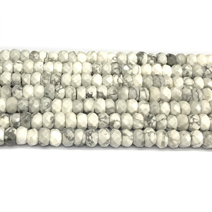 CRB100 White Howlite Turquoise Beads Faceted Rondelle 4x6mm 15" Strand