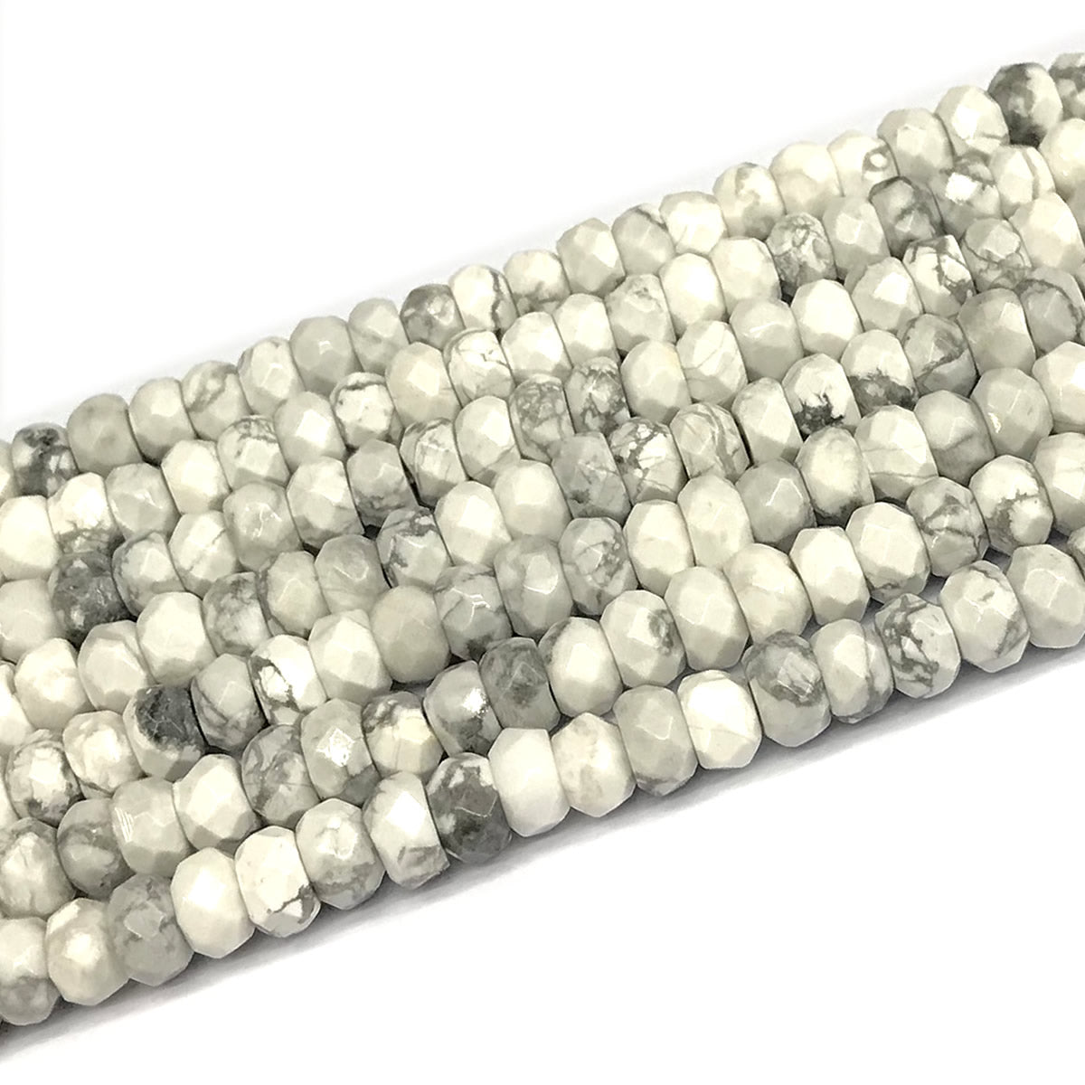 CRB101 White Howlite Turquoise Beads Faceted Rondelle 5x8mm 15" Strand