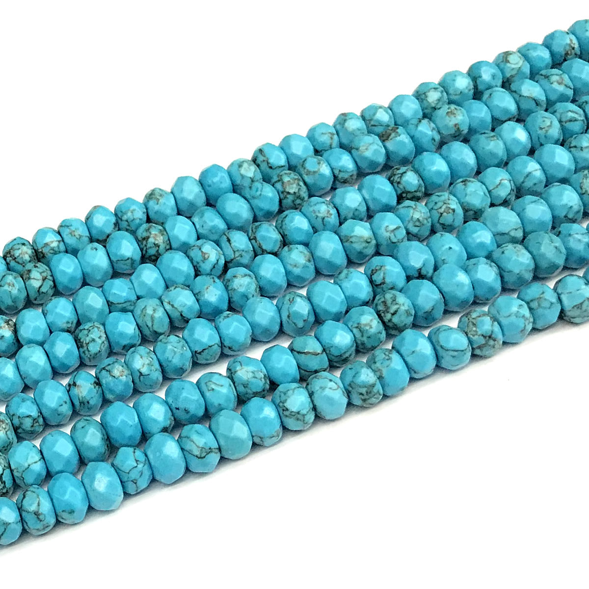 CRB102 Imitation Turquoise Beads Faceted Rondelle 4x6mm 15" Strand