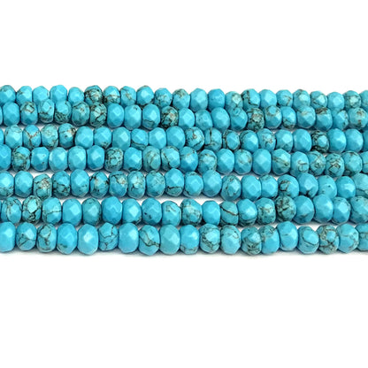 CRB102 Imitation Turquoise Beads Faceted Rondelle 4x6mm 15" Strand