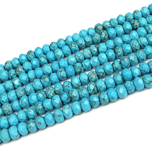 CRB103 Imitation Turquoise Beads Faceted Rondelle 5x8mm 15" Strand