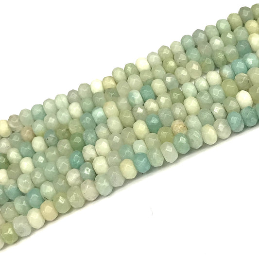 CRB106 Amazonite Gemstone Beads Faceted Rondelle 4x6mm 15" Strand