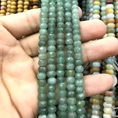 CRB108 Green Aventurine Jade Beads Faceted Rondelle 4x6mm 15" Strand