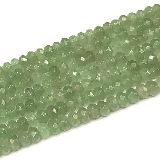 CRB109 Green Aventurine Jade Beads Faceted Rondelle 5x8mm 15" Strand