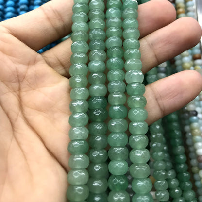 CRB109 Green Aventurine Jade Beads Faceted Rondelle 5x8mm 15" Strand