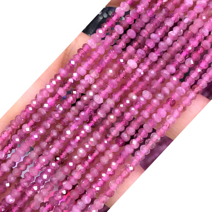 CRB11 Pink Tourmaline Beads Faceted Rondelle 2x3mm 15" Strand