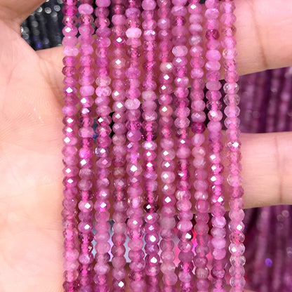 CRB11 Pink Tourmaline Beads Faceted Rondelle 2x3mm 15" Strand