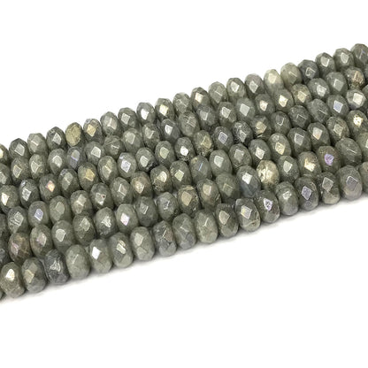 CRB11 Labradorite Beads Electroplated Faceted Rondelle 5x8mm 15" Strand