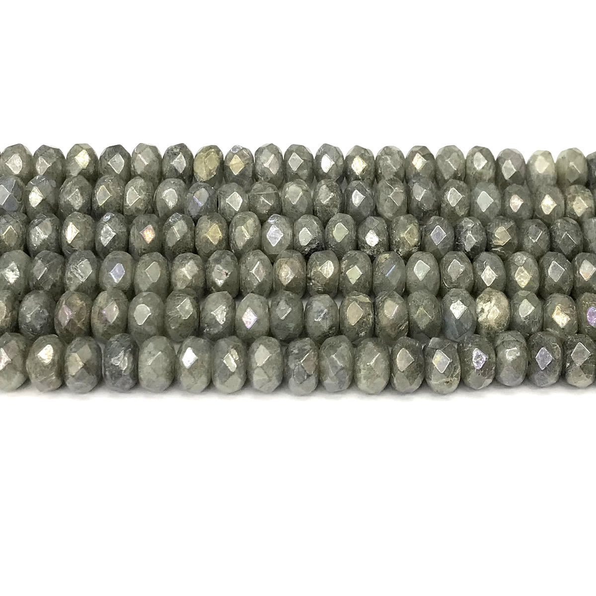 CRB11 Labradorite Beads Electroplated Faceted Rondelle 5x8mm 15" Strand