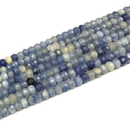 CRB110 Blue Aventurine Jade Beads Faceted Rondelle 4x6mm 15" Strand