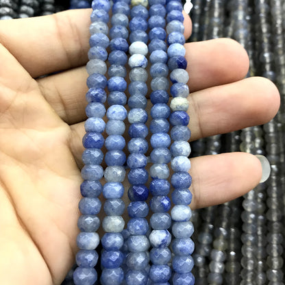 CRB110 Blue Aventurine Jade Beads Faceted Rondelle 4x6mm 15" Strand