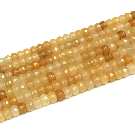 CRB112 Yellow Aventurine Jade Beads Faceted Rondelle 4x6mm 15" Strand