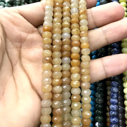 CRB112 Yellow Aventurine Jade Beads Faceted Rondelle 4x6mm 15" Strand