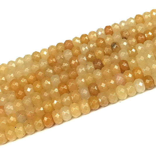 CRB113 Yellow Aventurine Jade Beads Faceted Rondelle 5x8mm 15" Strand