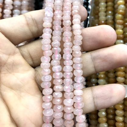 CRB114 Pink Aventurine Jade Beads Faceted Rondelle 4x6mm 15" Strand