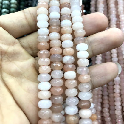 CRB115 Pink Aventurine Jade Beads Faceted Rondelle 5x8mm 15" Strand