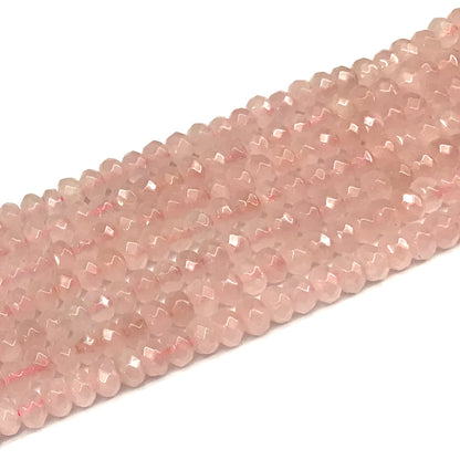 CRB116 Rose Quartz Beads Faceted Rondelle 4x6mm 15" Strand