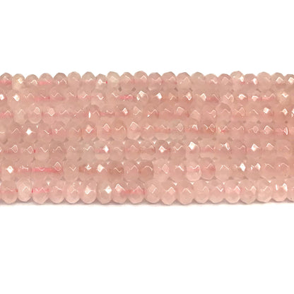 CRB116 Rose Quartz Beads Faceted Rondelle 4x6mm 15" Strand