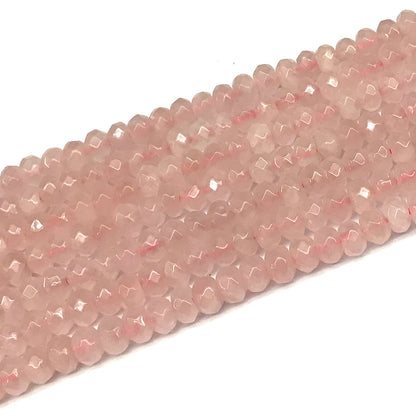 CRB117 Rose Quartz Beads Faceted Rondelle 5x8mm 15" Strand