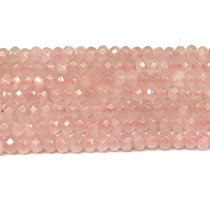 CRB117 Rose Quartz Beads Faceted Rondelle 5x8mm 15" Strand