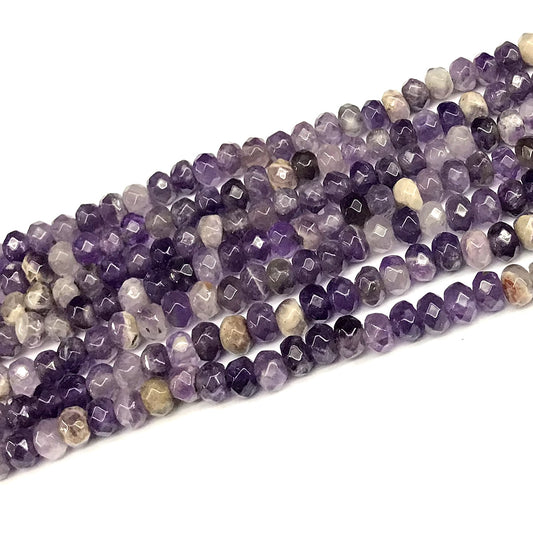 CRB118 Dogtooth Amethyst Beads Faceted Rondelle 4x6mm 15" Strand