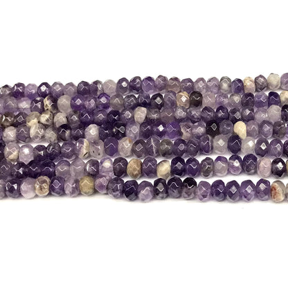 CRB118 Dogtooth Amethyst Beads Faceted Rondelle 4x6mm 15" Strand