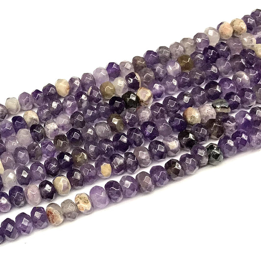 CRB119 Dogtooth Amethyst Beads Faceted Rondelle 5x8mm 15" Strand