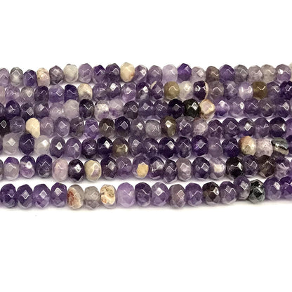 CRB119 Dogtooth Amethyst Beads Faceted Rondelle 5x8mm 15" Strand