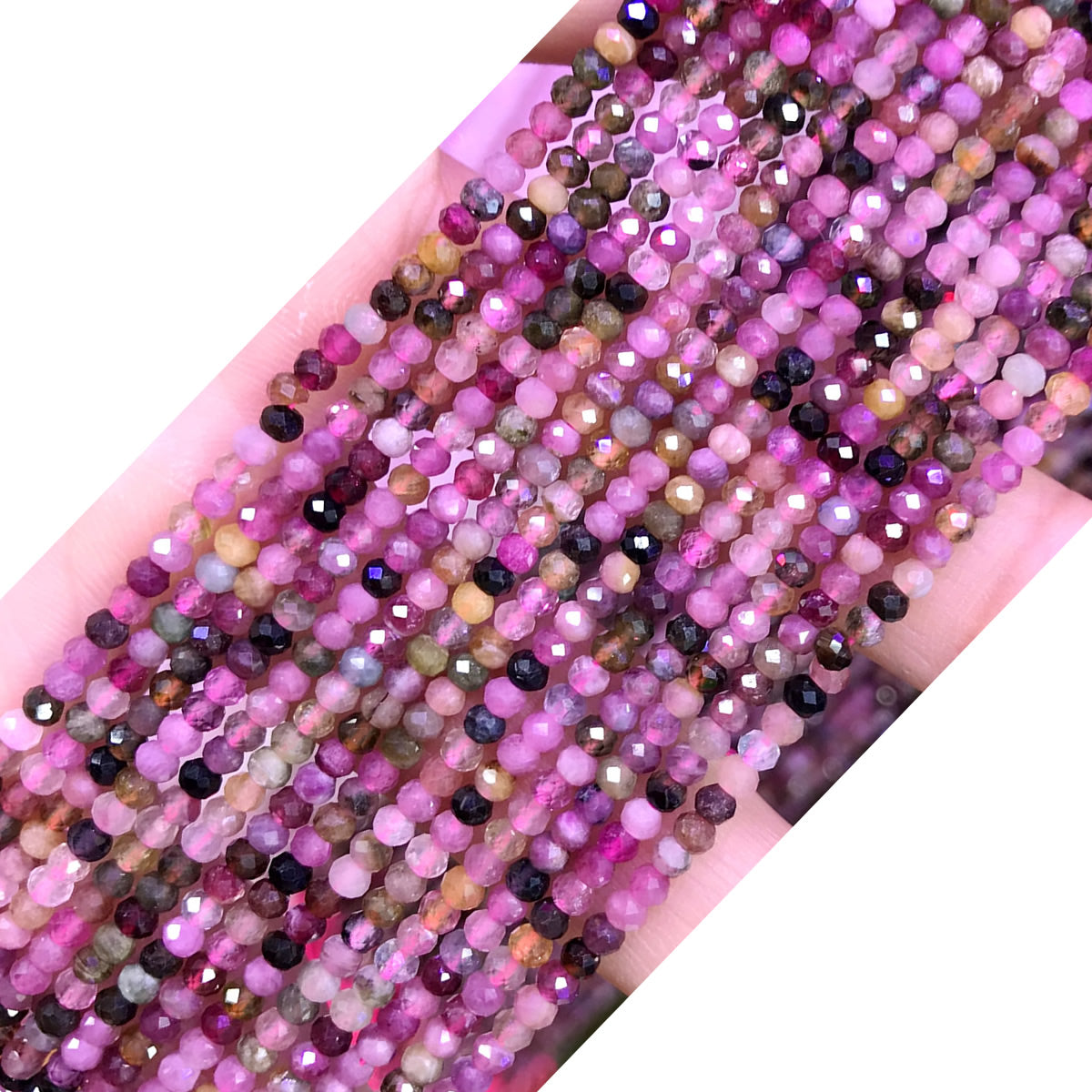 CRB12 Tourmaline Gemstone Beads Faceted Rondelle 2x3mm 15" Strand