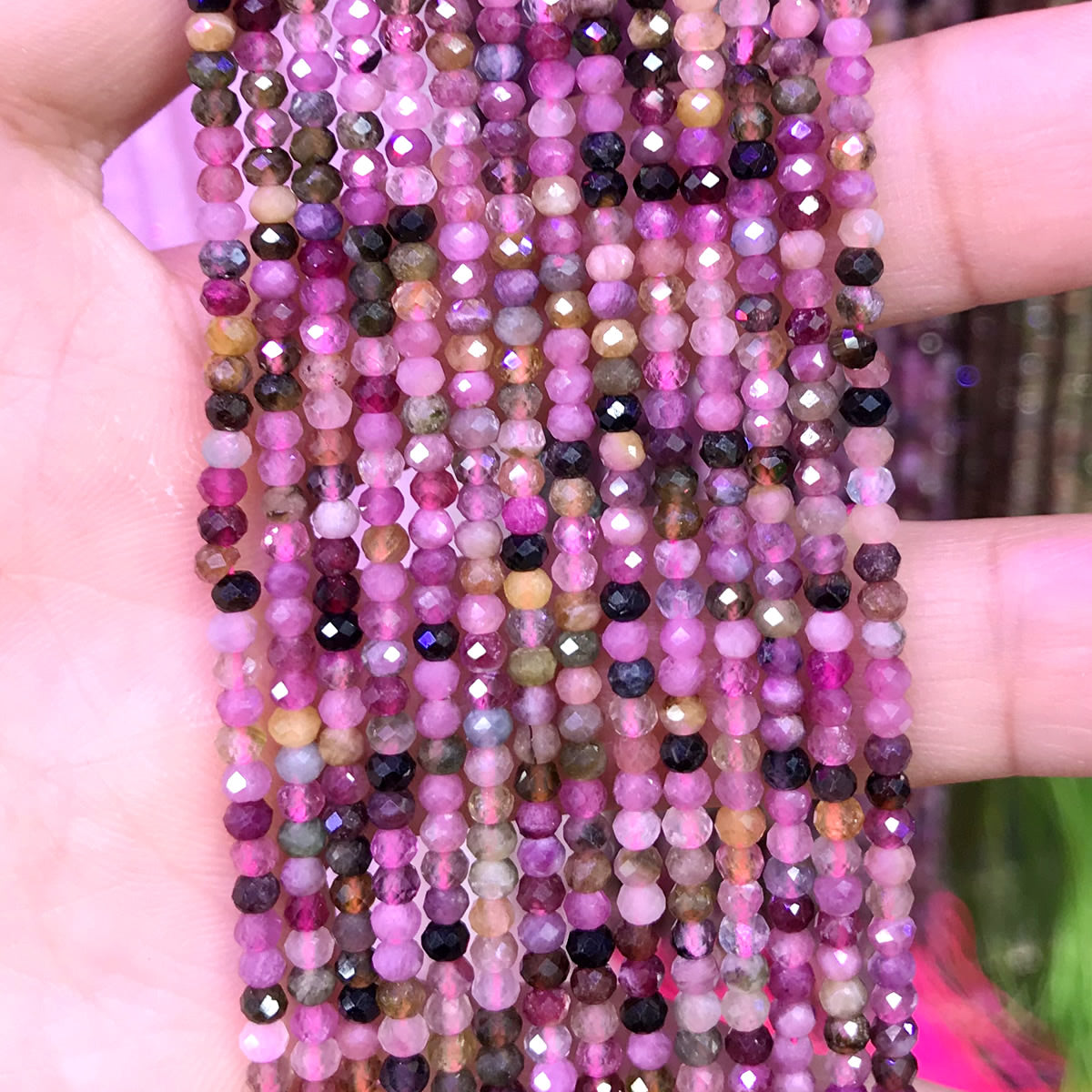 CRB12 Tourmaline Gemstone Beads Faceted Rondelle 2x3mm 15" Strand