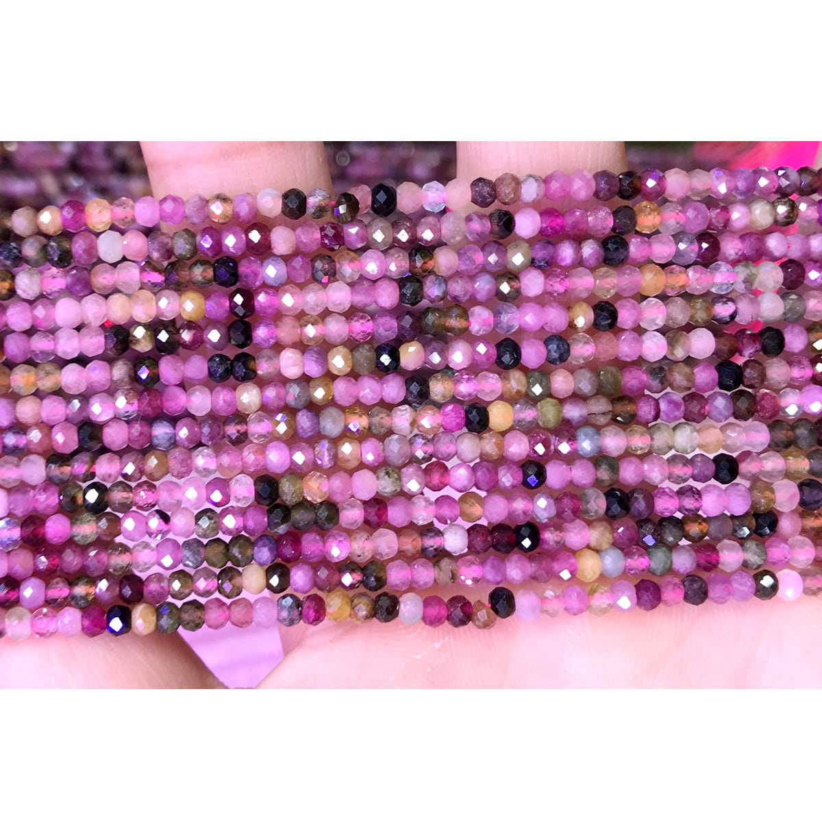 CRB12 Tourmaline Gemstone Beads Faceted Rondelle 2x3mm 15" Strand