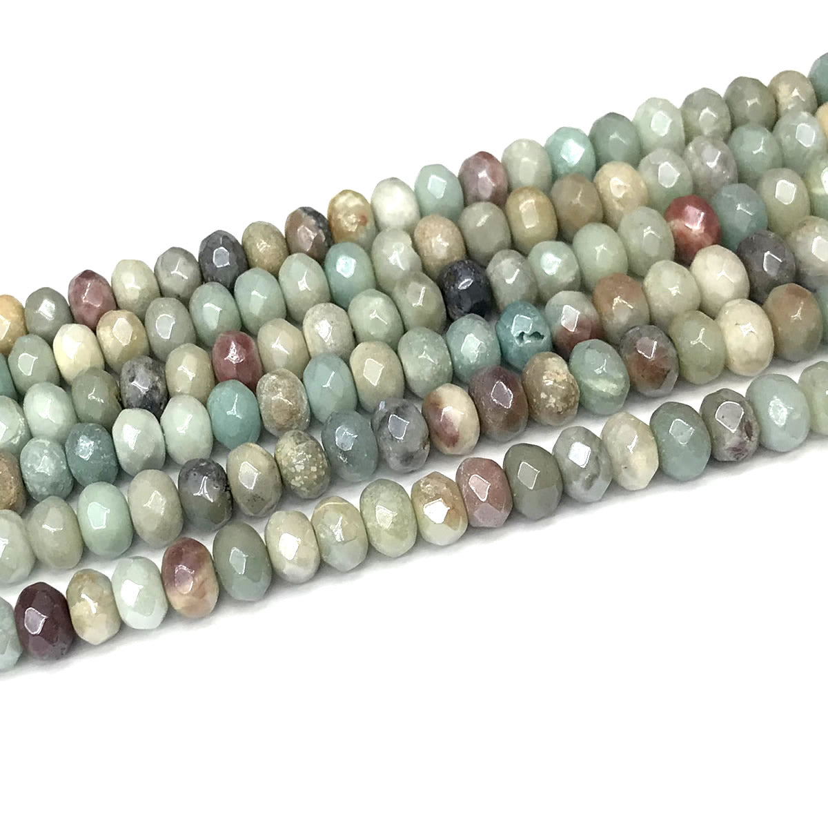 CRB12 Amazonite Beads Electroplated Faceted Rondelle 5x8mm 15" Strand