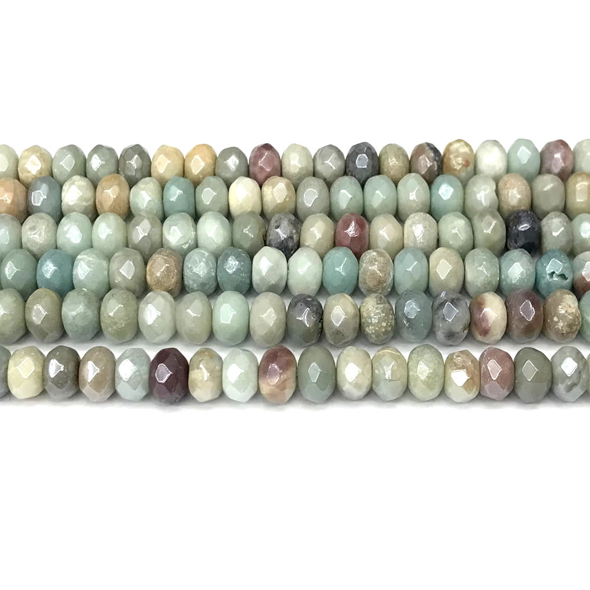 CRB12 Amazonite Beads Electroplated Faceted Rondelle 5x8mm 15" Strand