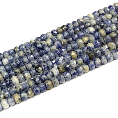 CRB120 Blue Spot Stone Beads Faceted Rondelle 4x6mm 15" Strand