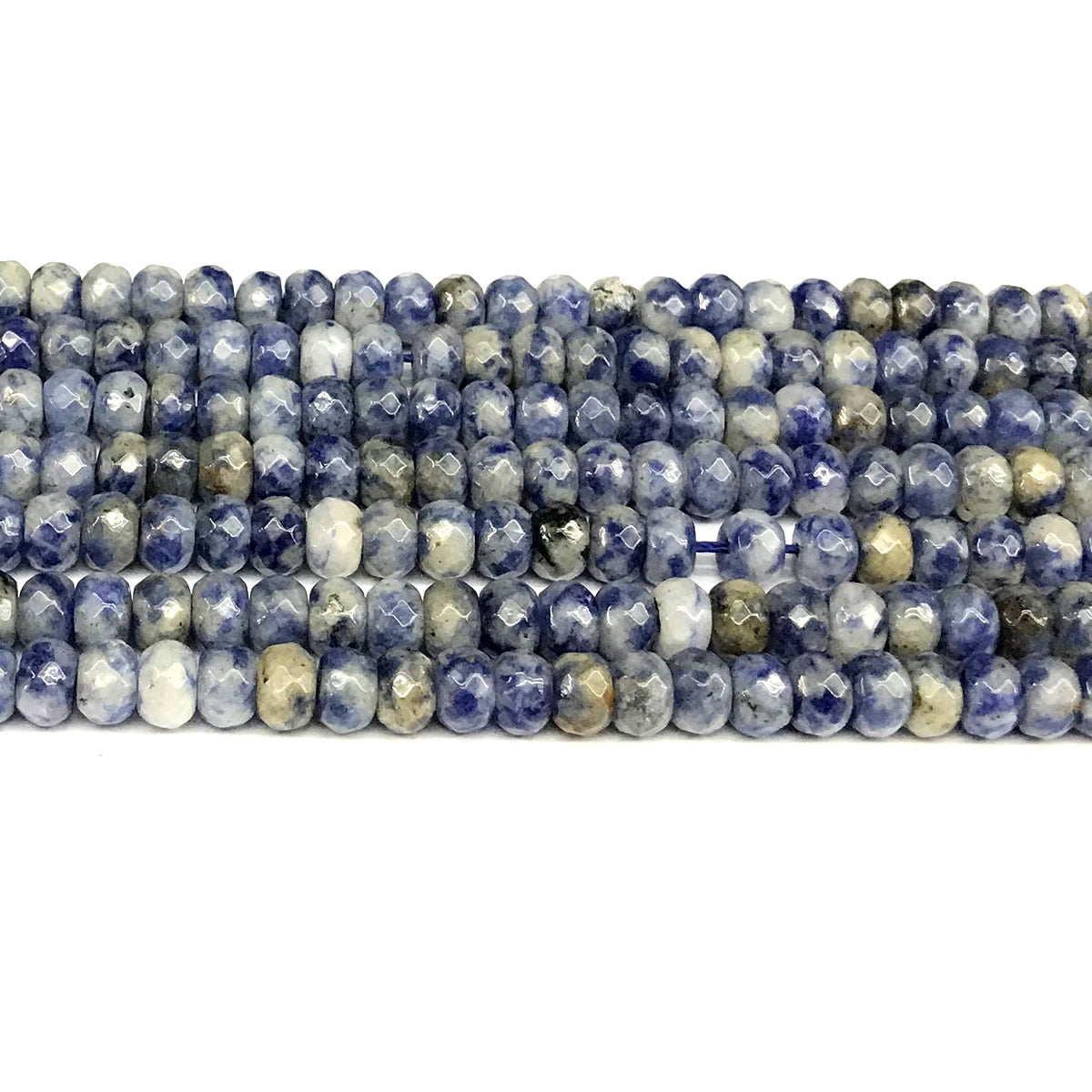 CRB120 Blue Spot Stone Beads Faceted Rondelle 4x6mm 15" Strand