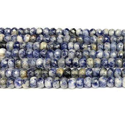 CRB121 Blue Spot Stone Beads Faceted Rondelle 5x8mm 15" Strand